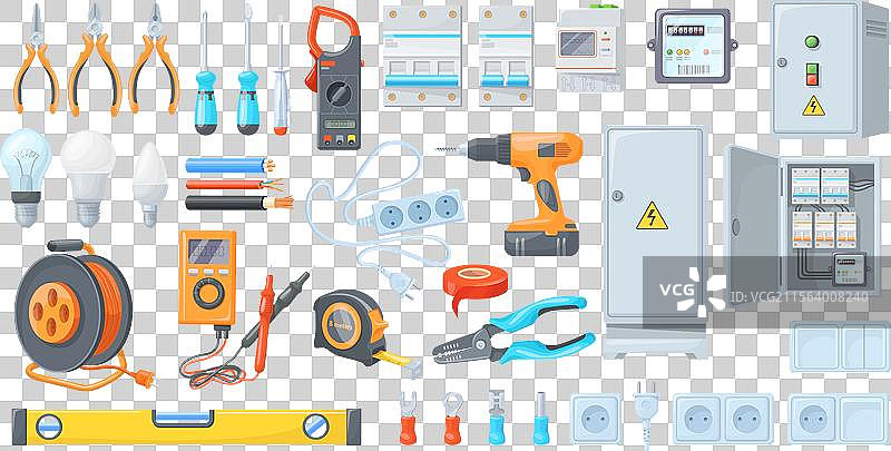 卡通电工工具电力维修工作图片素材