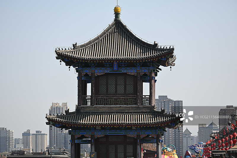 陕西西安城墙上的箭楼历史建筑遗址图片素材