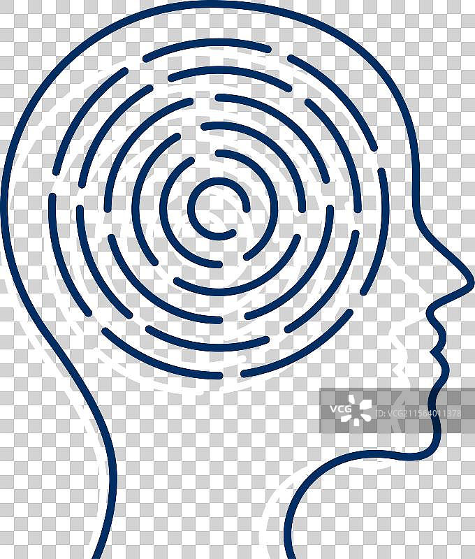 黄色背景上的迷宫拼图人头线条风格图案图片素材