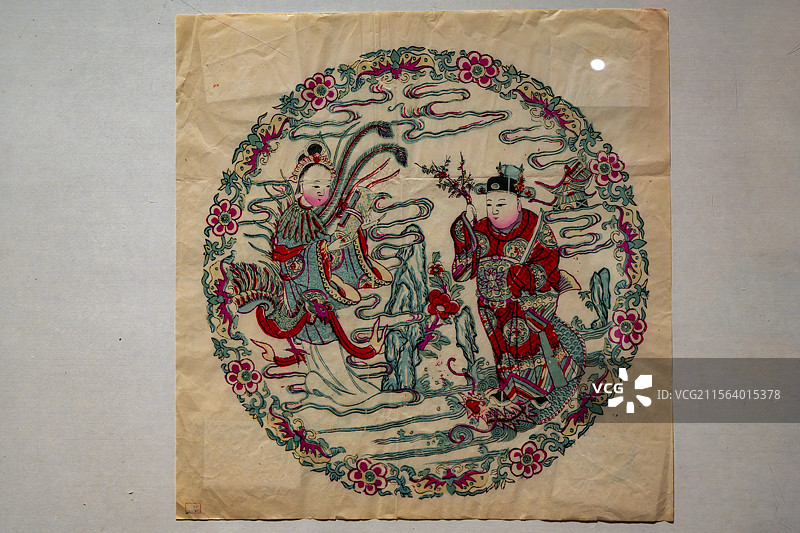 苏州桃花坞木刻龙凤套色年画 清代 四川博物院藏图片素材