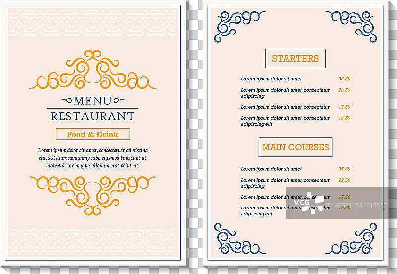 经典菜单布局与装饰元素图片素材