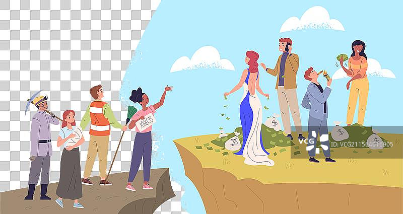 社会差距、社会不平等、资本主义问题图片素材