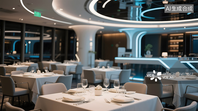 【AI数字艺术】未来主题的宴会餐厅空间图片素材