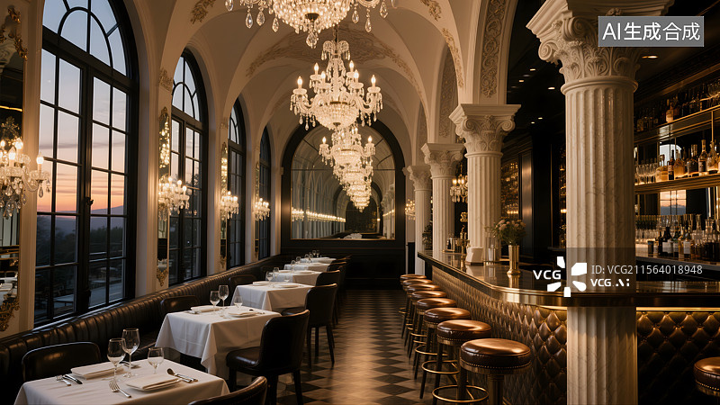【AI数字艺术】高档餐厅的浪漫氛围图片素材