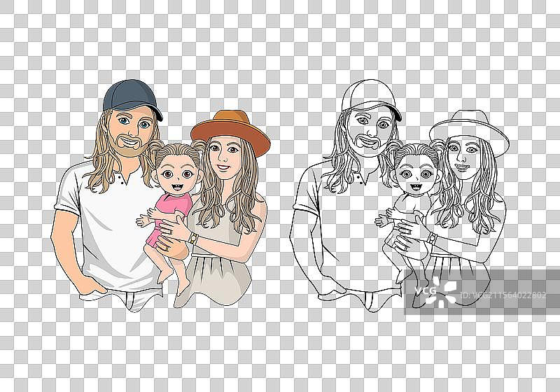 家庭卡通角色设计图片素材