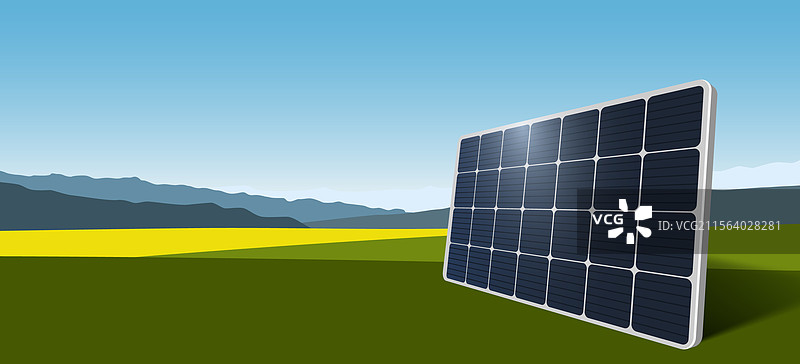 自然中的太阳能光伏板和玻璃电池图片素材