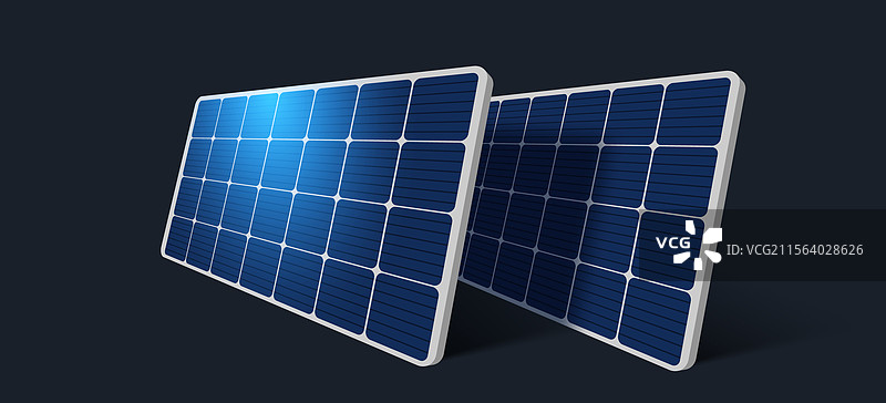 3D孤立的太阳能电池板和太阳能电池图片素材