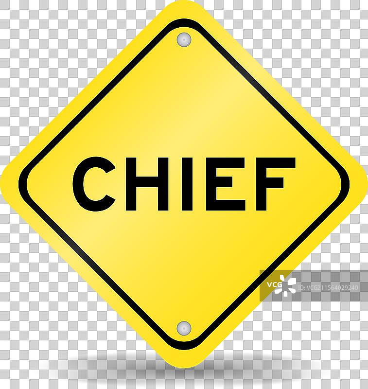 黄色交通标志，上面写着“首席”图片素材