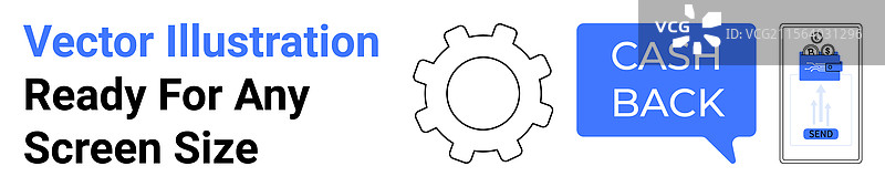 带齿轮图标的现金返还手机应用概念图片素材