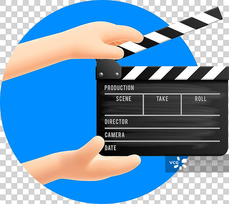 手握电影拍板的双手图片素材