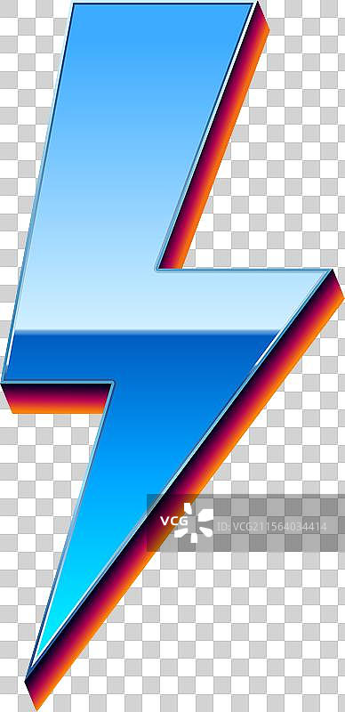 80年代合成波风格的Chrome闪电标志图片素材