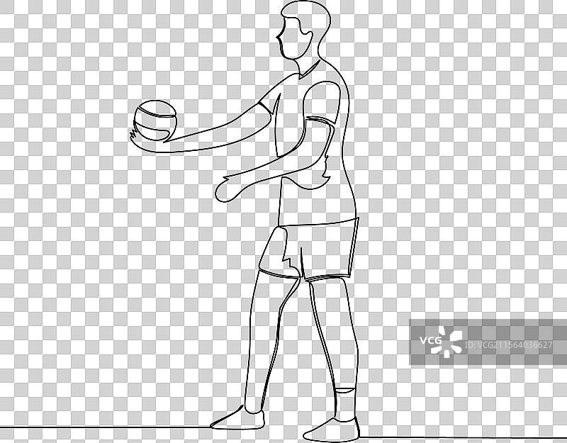 男性排球运动员手持球准备发球图片素材