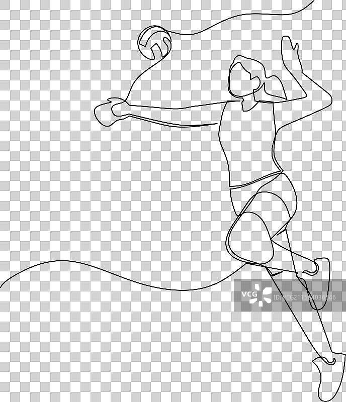 女排运动员的跳发球插图图片素材