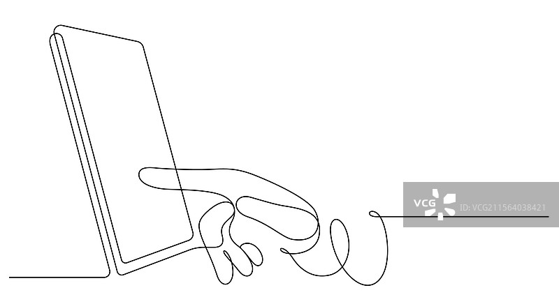 手触摸智能手机的极简主义图形图片素材