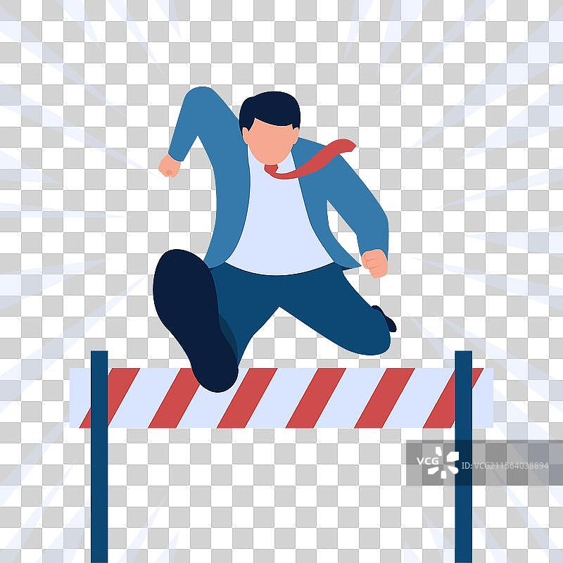 男子在前方跳过障碍物奔跑图片素材