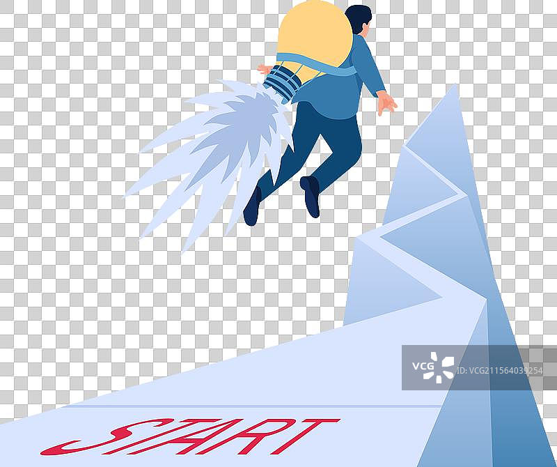 人们在起跑线上乘坐创意火箭飞行图片素材