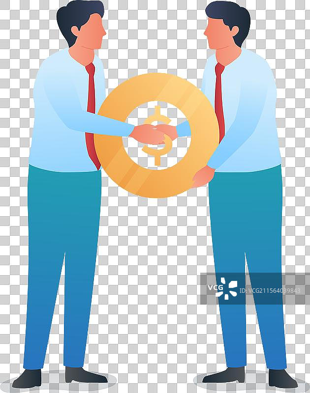 两个人通过投币口握手图片素材