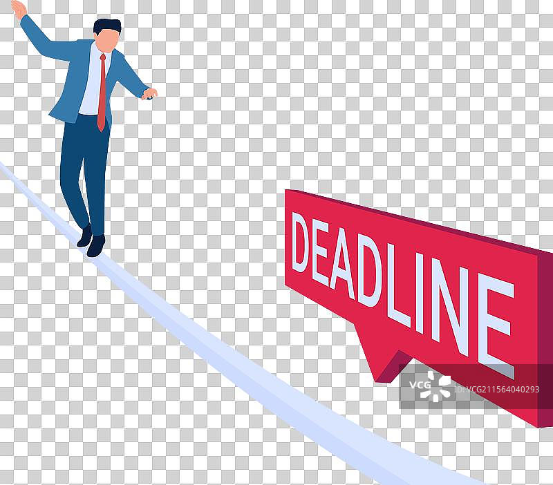 一个人在走钢丝，朝着截止日期走去图片素材