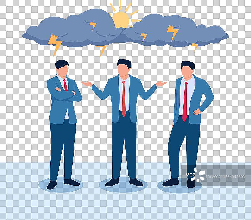 调解者在冲突中的两人之间进行调解图片素材