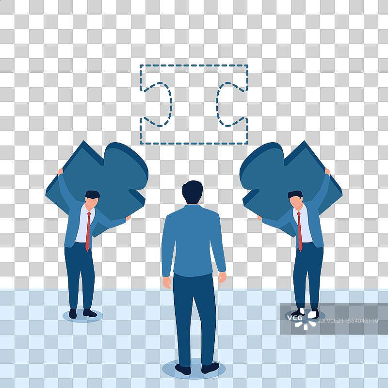 两个人正在搬运拼图块图片素材