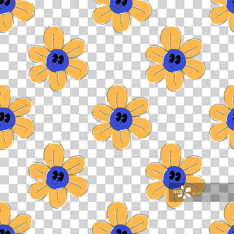 Y2K美学无缝图案，2000年代风格花朵图片素材