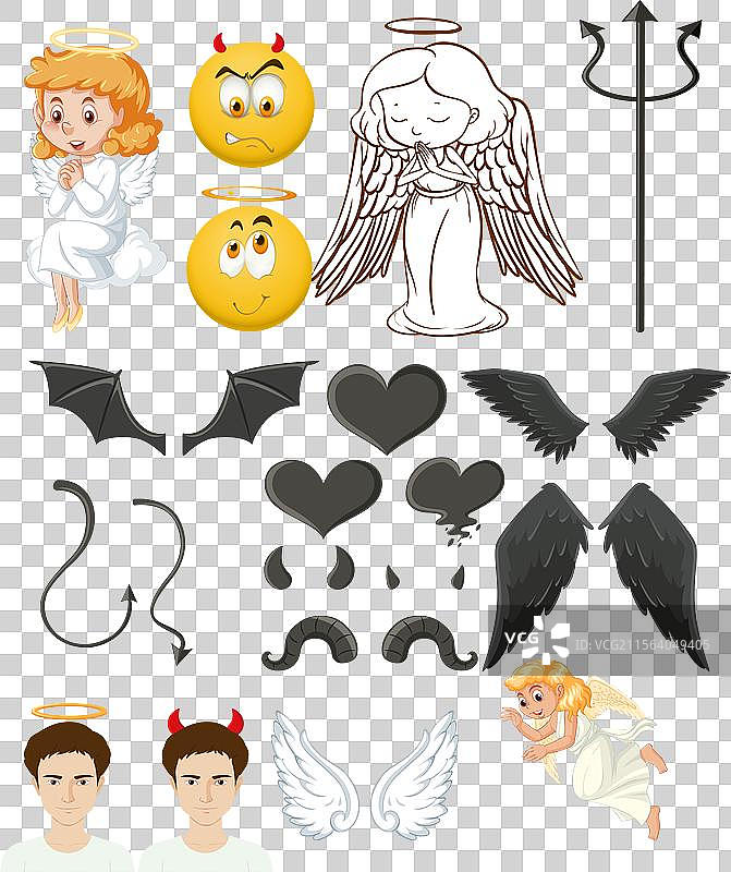 天使与恶魔主题图标合集图片素材