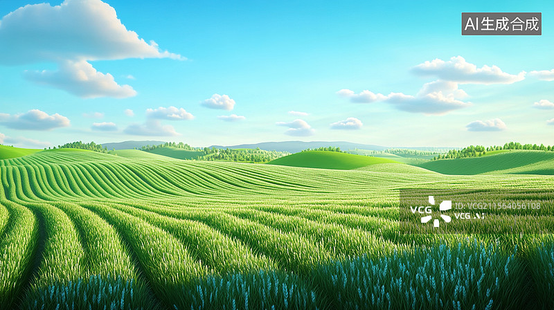 【AI数字艺术】绿色麦田图片素材