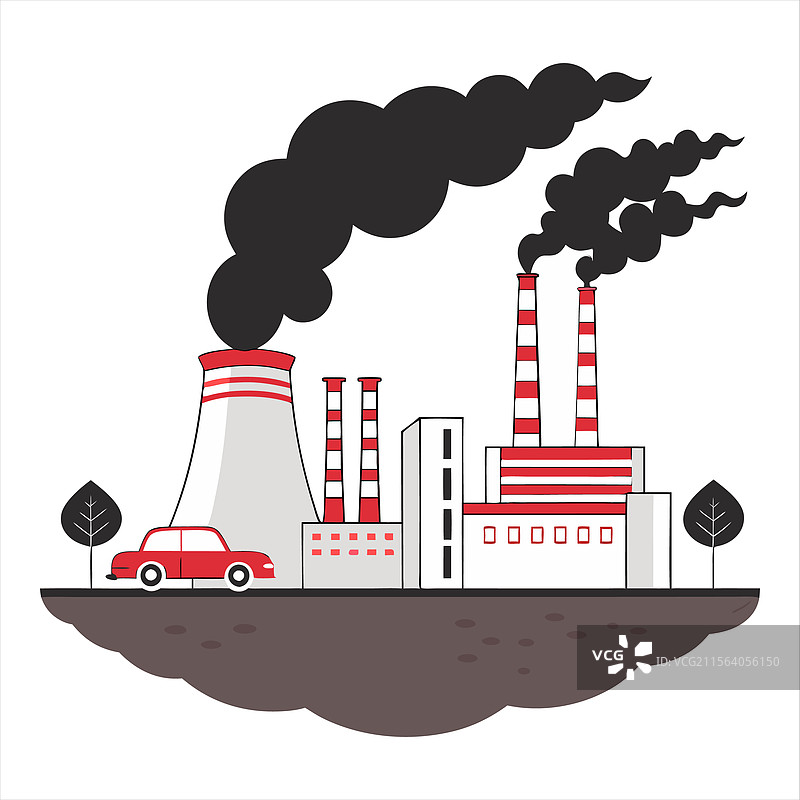 工厂空气污染平面图图片素材