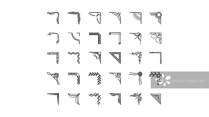 手绘不同形状花朵的角落设计图片素材