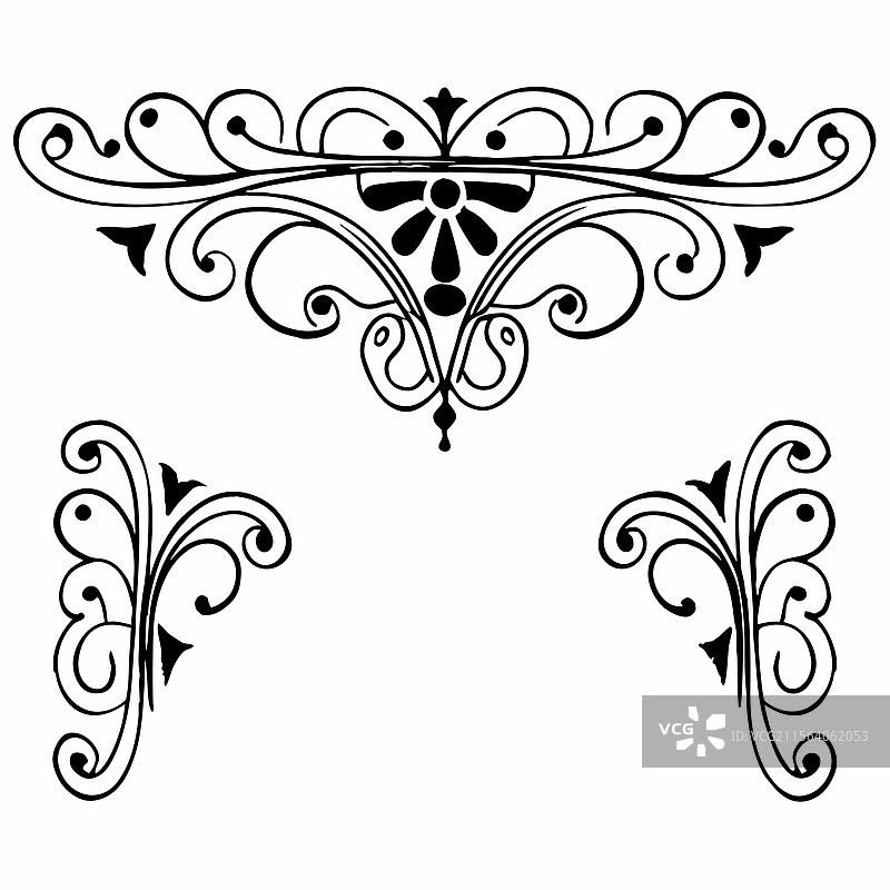 华丽的黑白装饰框设计图片素材