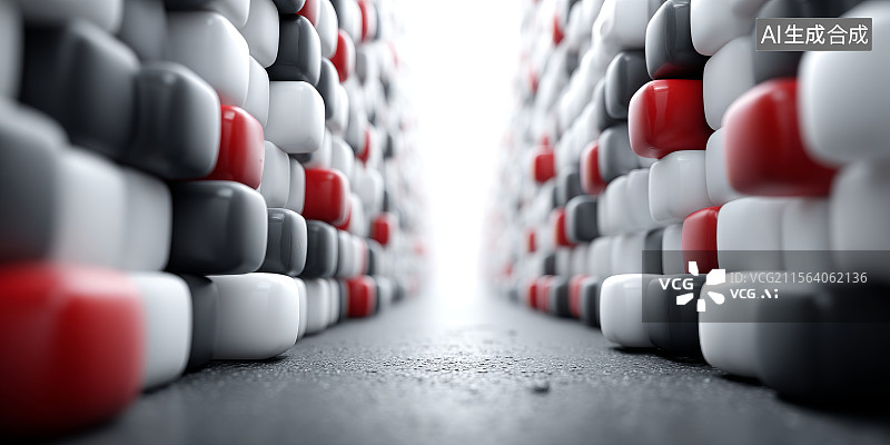 【AI数字艺术】红白胶囊排列图片素材
