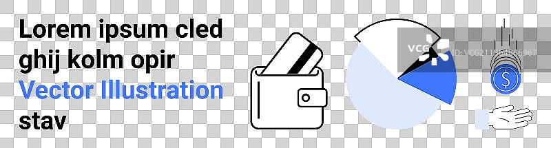 数字钱包饼图与手握硬币图片素材