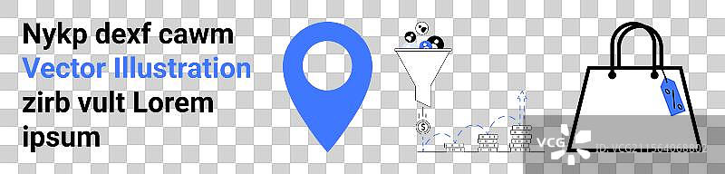 带有位置图钉和购物袋的营销漏斗图片素材