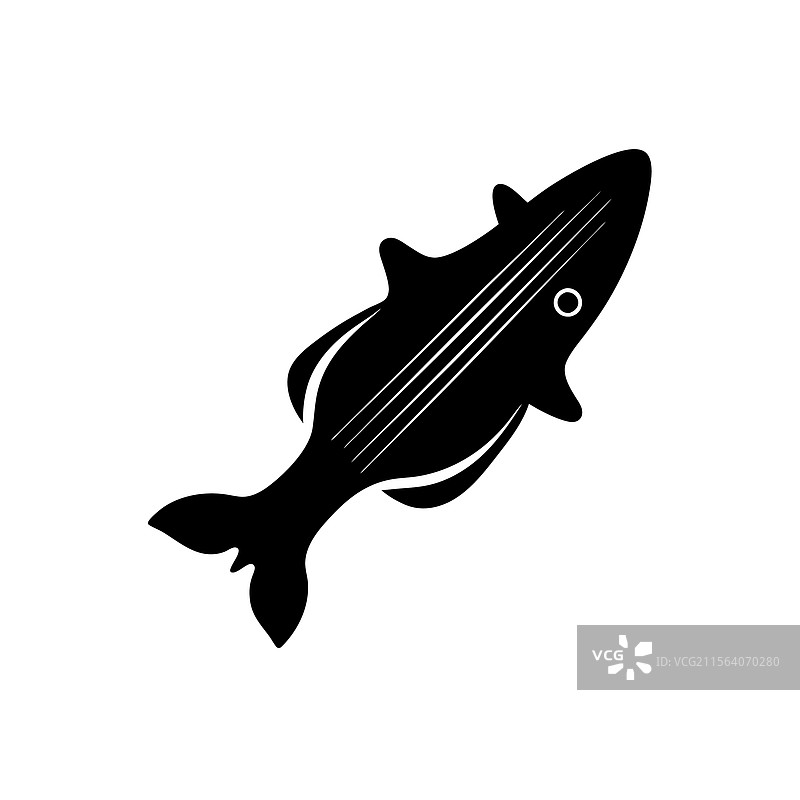 黑色鲈鱼剪影艺术设计图片素材