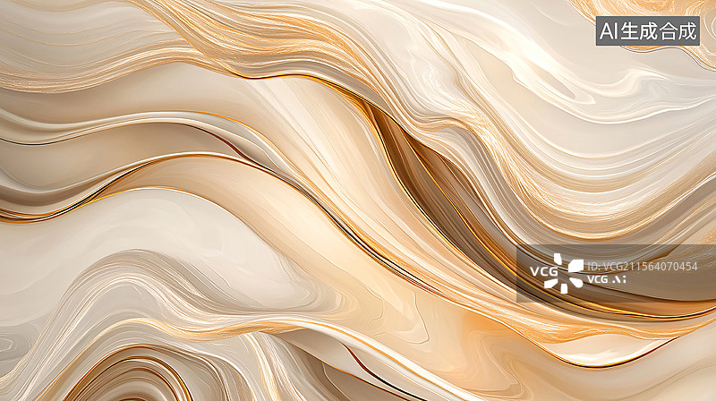 【AI数字艺术】金色柔滑绸缎的优雅律动图片素材