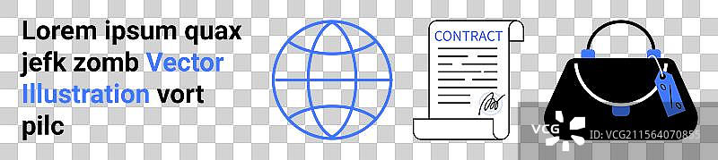 全球化的地球仪、文件和手袋图片素材