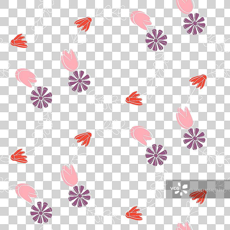 鲜艳花环的无缝图案，背景为粉色图片素材