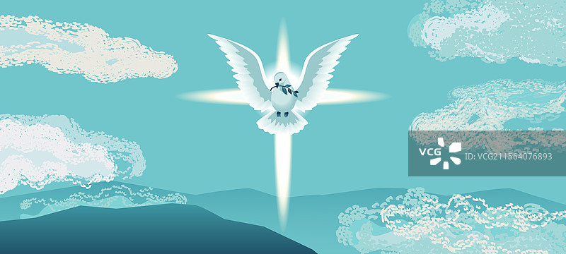 蓝天背景中的圣灵鸽图片素材