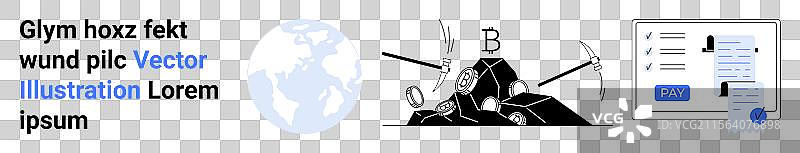 全球加密货币挖矿区块链概念图片素材