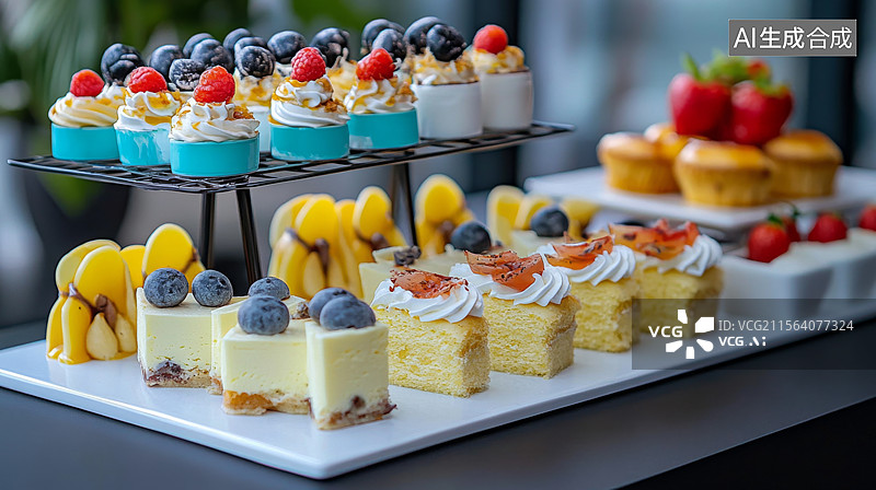 【AI数字艺术】精致甜点与户外茶歇下午茶图片素材