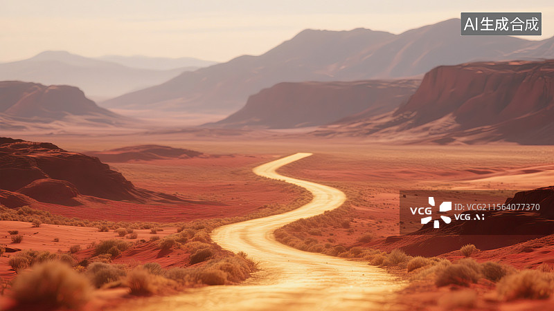 【AI数字艺术】红漠金河蜿蜒的苍茫奇景图片素材