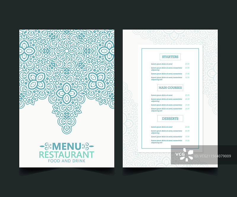 带有纹理的绿色和白色餐厅菜单图片素材