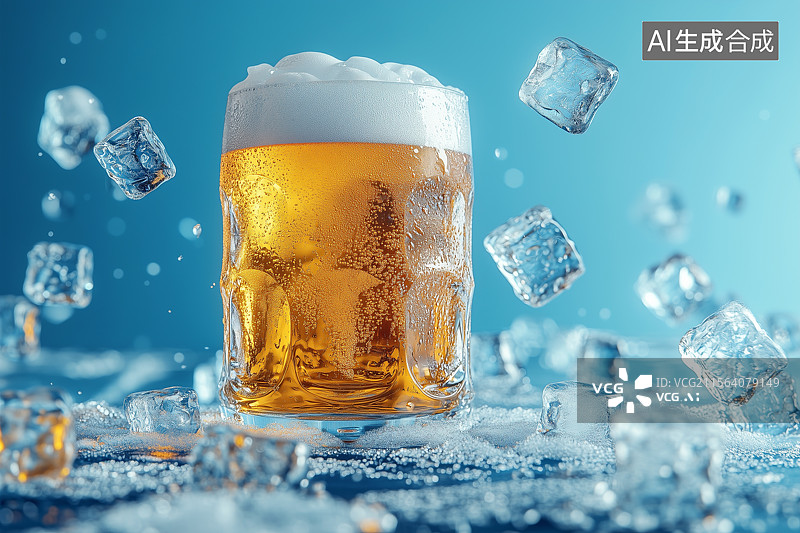 【AI数字艺术】一杯冰爽的啤酒图片素材