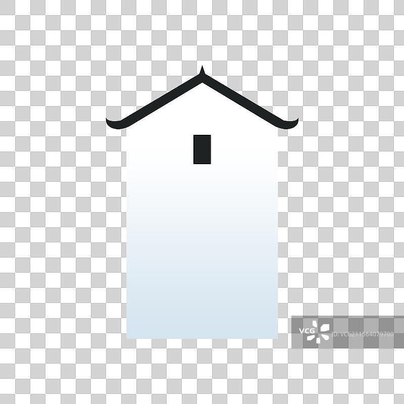 江南徽派建筑扁平元素插画图片素材