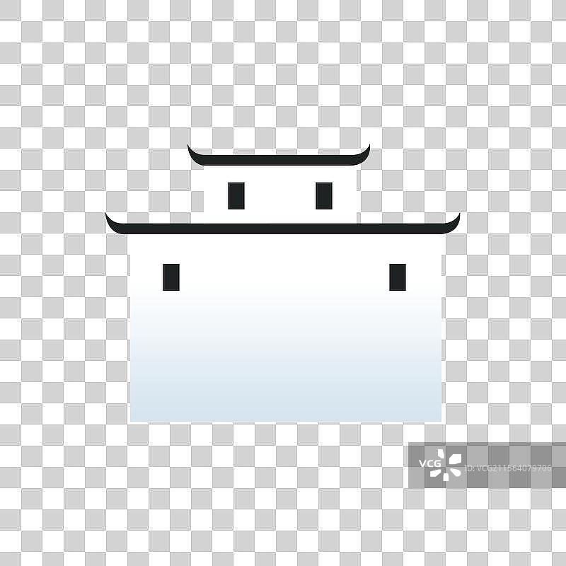 江南徽派建筑扁平元素插画图片素材