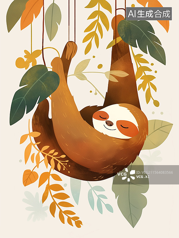 【AI数字艺术】花丛中的树獭图片素材