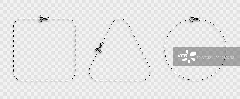 带有虚线黑点边框的剪刀图片素材