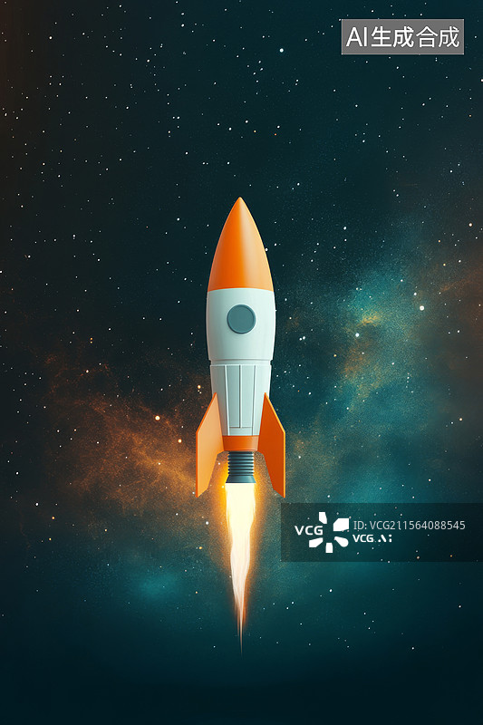 【AI数字艺术】火箭发射 太空中的火箭图片素材