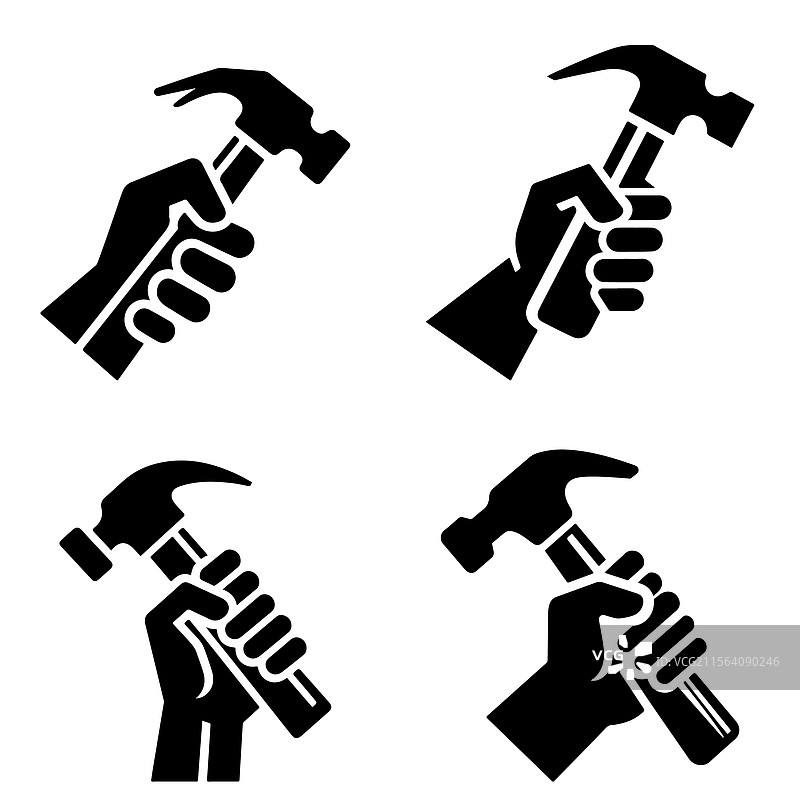 手持锤子的图标集图片素材
