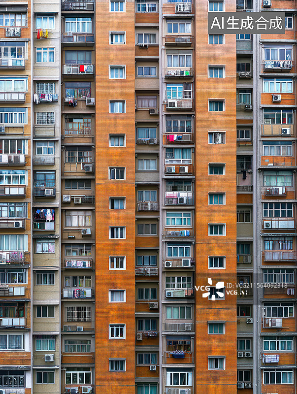 【AI数字艺术】高层住宅楼的密集窗户图片素材